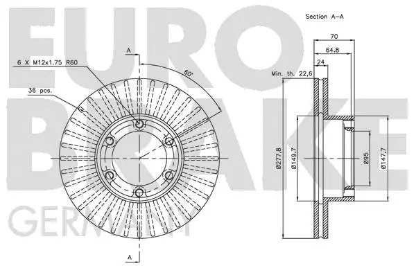 5815203907 EUROBRAKE Тормозной диск (фото 3)