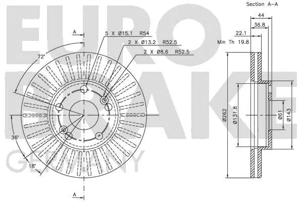 5815203912 EUROBRAKE Тормозной диск (фото 3)