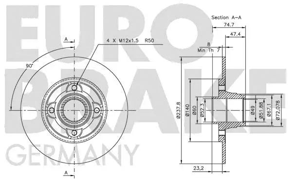 5815203917 EUROBRAKE Тормозной диск (фото 3)
