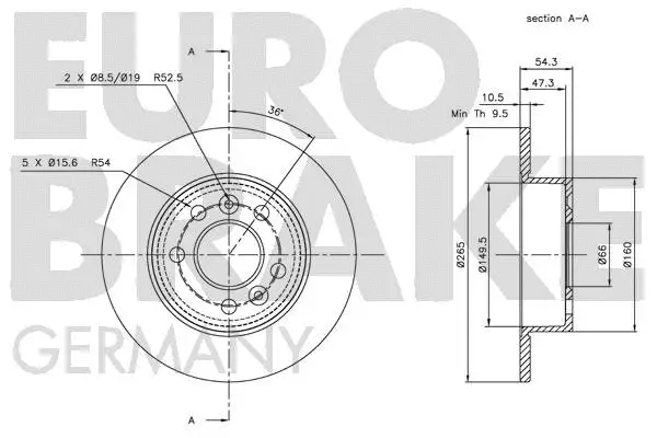 5815203929 EUROBRAKE Тормозной диск (фото 3)