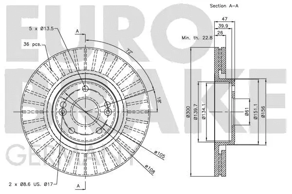 5815203932 EUROBRAKE Тормозной диск (фото 3)