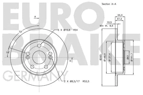5815203934 EUROBRAKE Тормозной диск (фото 3)