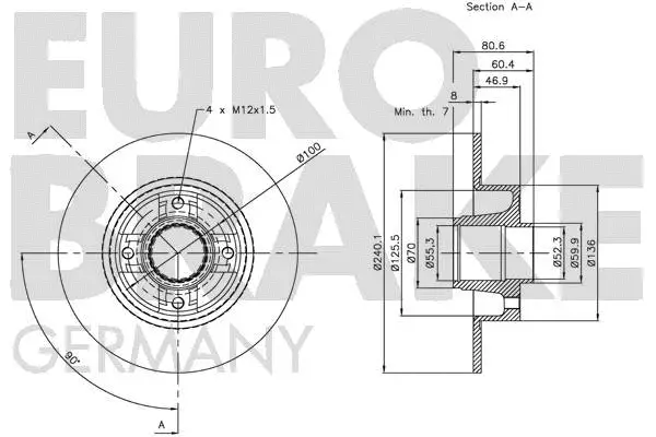 5815203937 EUROBRAKE Тормозной диск (фото 3)