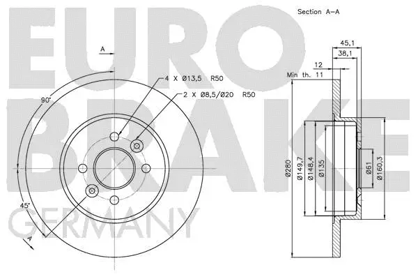 5815203941 EUROBRAKE Тормозной диск (фото 3)