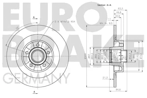 5815203943 EUROBRAKE Тормозной диск (фото 3)