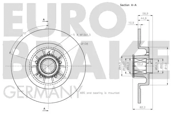 5815203952 EUROBRAKE Тормозной диск (фото 2)