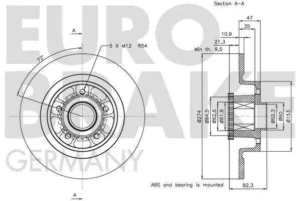 5815203963 EUROBRAKE Тормозной диск (фото 3)