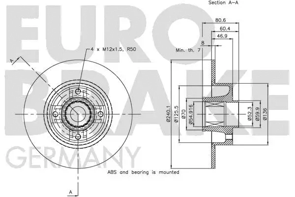 5815203964 EUROBRAKE Тормозной диск (фото 3)