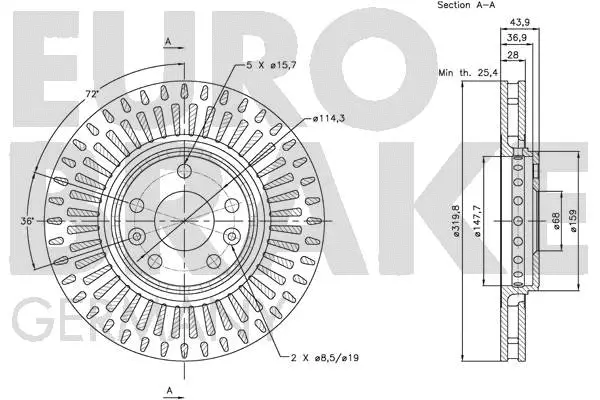 5815203969 EUROBRAKE Тормозной диск (фото 3)