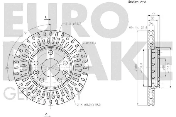 5815203970 EUROBRAKE Тормозной диск (фото 3)