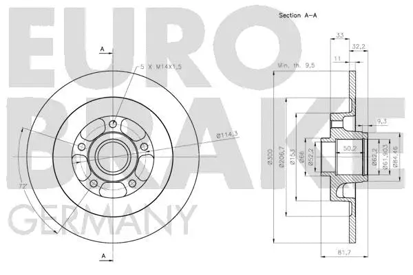 5815203972 EUROBRAKE Тормозной диск (фото 3)