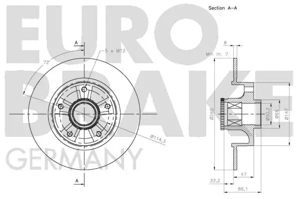 5815203973 EUROBRAKE Тормозной диск (фото 3)