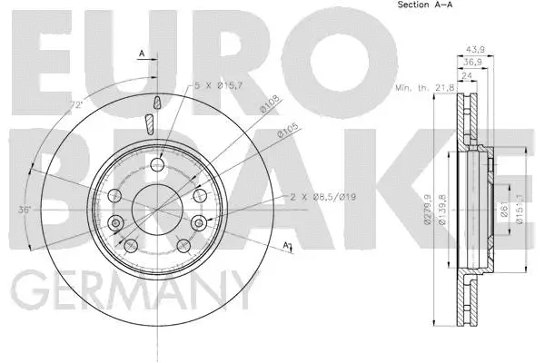 5815203974 EUROBRAKE Тормозной диск (фото 3)