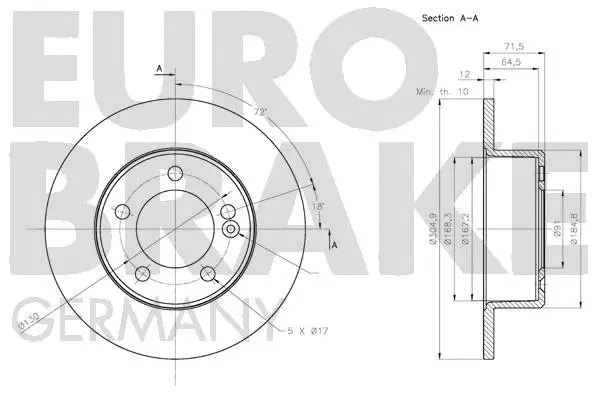 5815203978 EUROBRAKE Тормозной диск (фото 3)