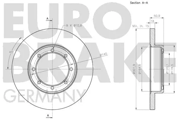 5815203979 EUROBRAKE Тормозной диск (фото 3)