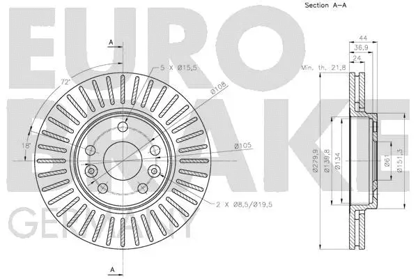 5815203982 EUROBRAKE Тормозной диск (фото 3)