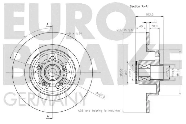 5815203986 EUROBRAKE Тормозной диск (фото 3)