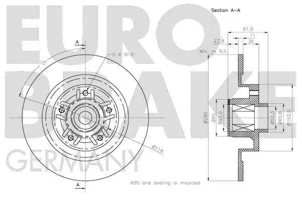 5815203989 EUROBRAKE Тормозной диск (фото 3)