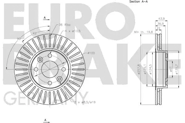 5815203992 EUROBRAKE Тормозной диск (фото 3)