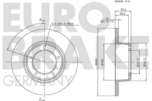 5815204001 EUROBRAKE Тормозной диск (фото 3)