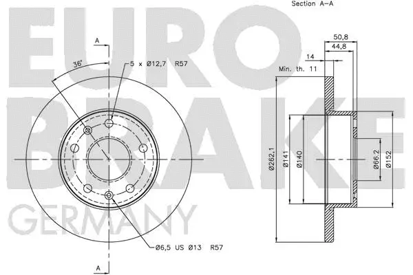 5815204014 EUROBRAKE Тормозной диск (фото 3)