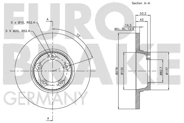 5815204021 EUROBRAKE Тормозной диск (фото 3)