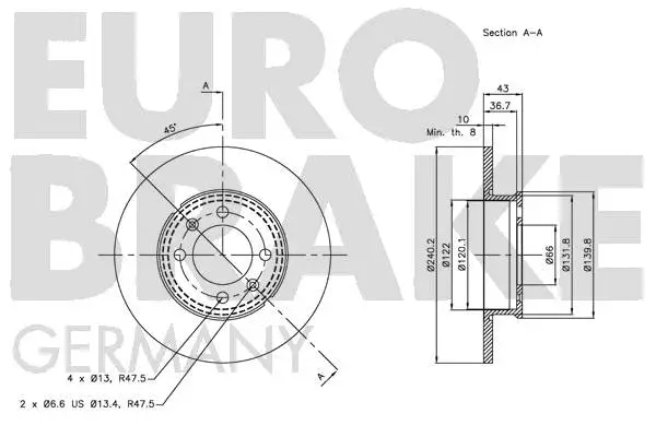 5815204024 EUROBRAKE Тормозной диск (фото 3)