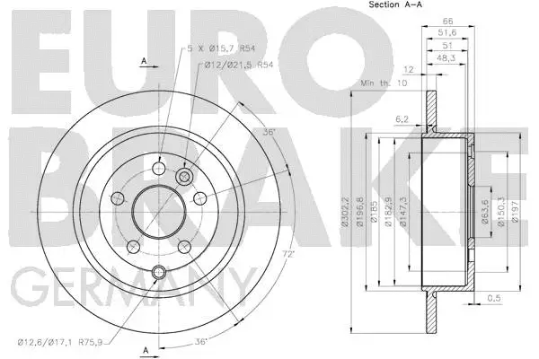 5815204031 EUROBRAKE Тормозной диск (фото 3)