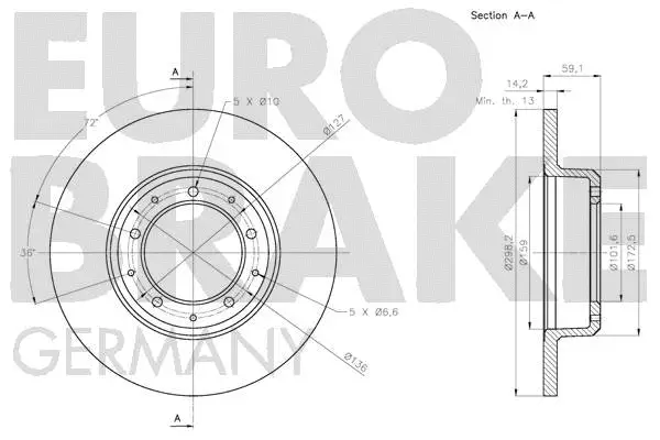 5815204039 EUROBRAKE Тормозной диск (фото 3)