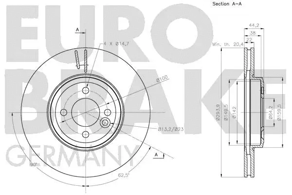 5815204040 EUROBRAKE Тормозной диск (фото 3)