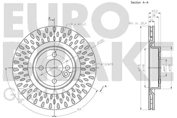 5815204046 EUROBRAKE Тормозной диск (фото 3)