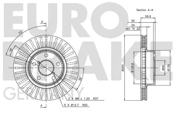 5815204403 EUROBRAKE Тормозной диск (фото 3)