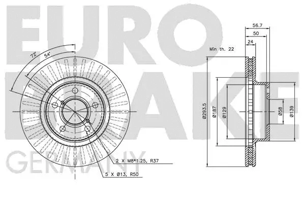 5815204412 EUROBRAKE Тормозной диск (фото 3)