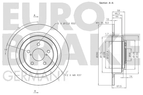 5815204415 EUROBRAKE Тормозной диск (фото 3)