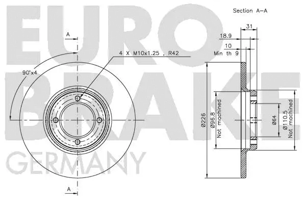 5815204508 EUROBRAKE Тормозной диск (фото 2)