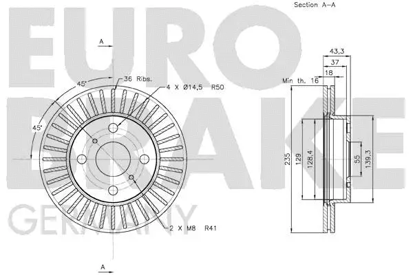 58152045100 EUROBRAKE Тормозной диск (фото 3)