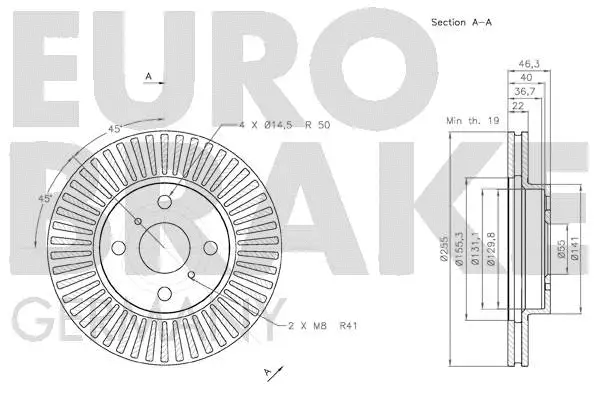 58152045107 EUROBRAKE Тормозной диск (фото 3)