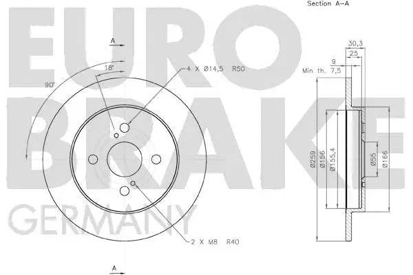 58152045109 EUROBRAKE Тормозной диск (фото 3)