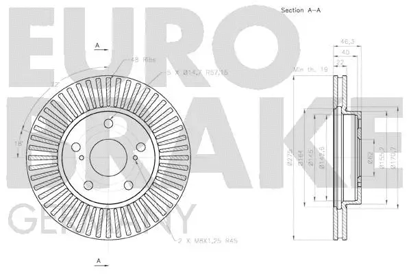 58152045121 EUROBRAKE Тормозной диск (фото 3)