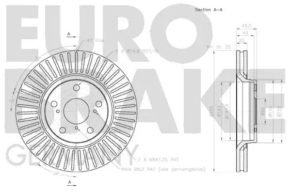 58152045122 EUROBRAKE Тормозной диск (фото 3)