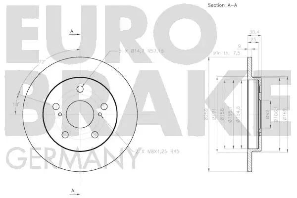 58152045124 EUROBRAKE Тормозной диск (фото 3)