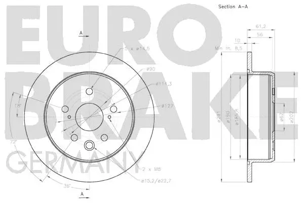 58152045135 EUROBRAKE Тормозной диск (фото 3)
