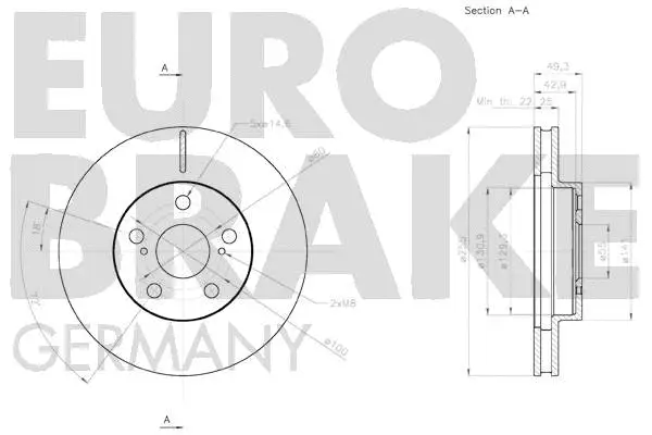 58152045142 EUROBRAKE Тормозной диск (фото 3)