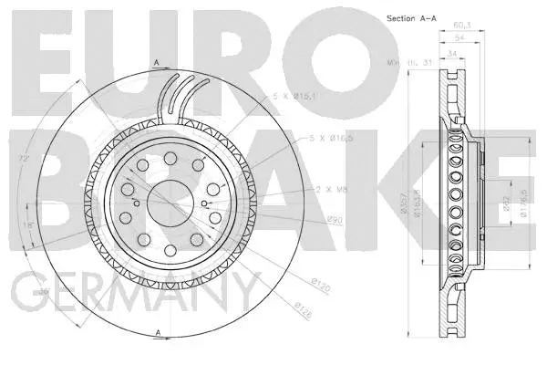 58152045147 EUROBRAKE Тормозной диск (фото 3)