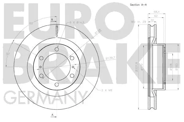 58152045150 EUROBRAKE Тормозной диск (фото 3)