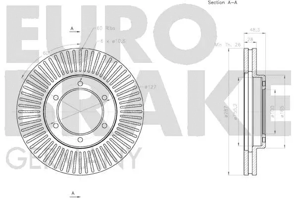 58152045155 EUROBRAKE Тормозной диск (фото 3)