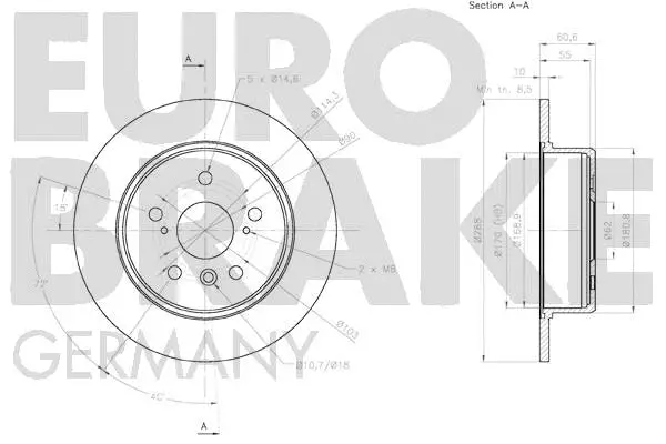 58152045158 EUROBRAKE Тормозной диск (фото 3)