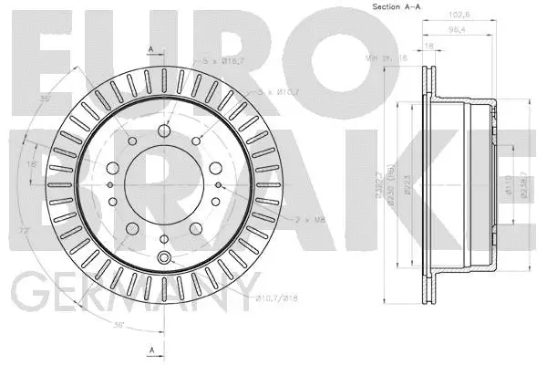 58152045161 EUROBRAKE Тормозной диск (фото 3)