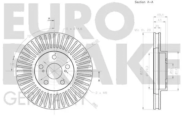 58152045164 EUROBRAKE Тормозной диск (фото 3)