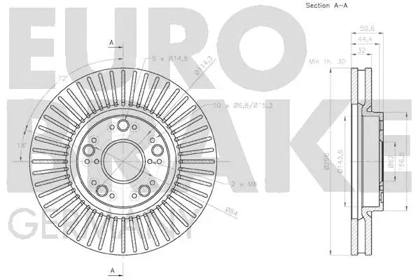 58152045166 EUROBRAKE Тормозной диск (фото 3)